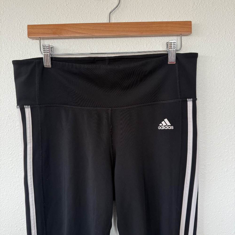 Adidas Women’s Pull On Classic Black+White Leggings Athletic Joggers size Large - Picture 4 of 7
